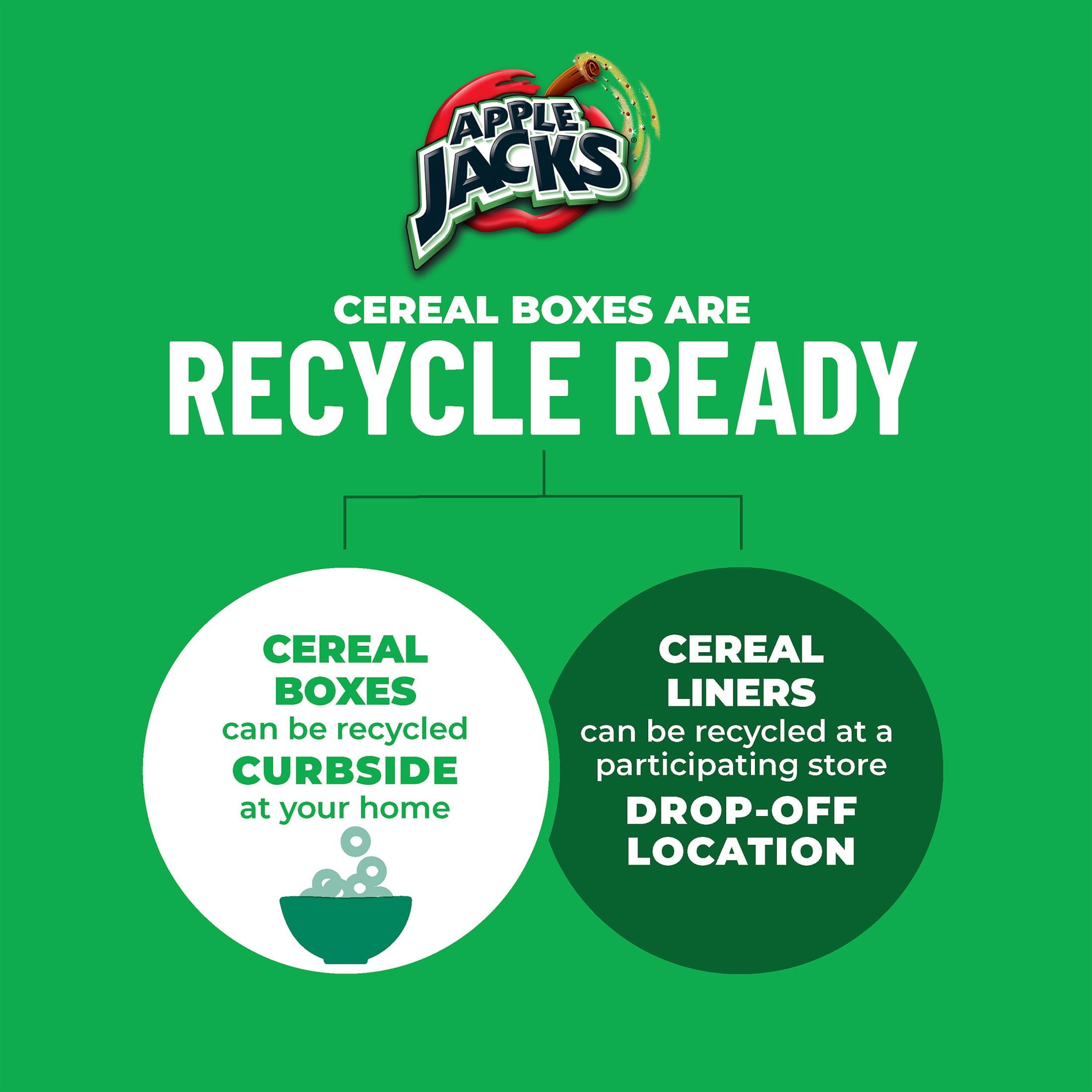 Kellogg's Apple Jacks Breakfast Cereal, Kids Snacks, Family Breakfast, Family Size, Original, 18.4oz Box (1 Box)