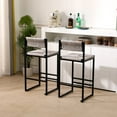 thumbnail image 2 of Metal Bar Stools Set of 2, Counter Height Stools with Rattan Woven Seat, Bar Stool Chairs with Footrest for Kitchen Island, Dining Room, 220LBS Weight Capacity, Grey, 2 of 9