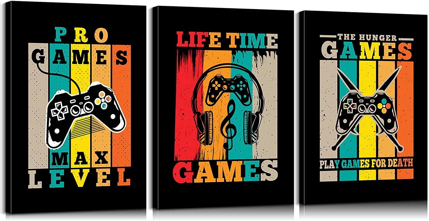 3 Pieces Gaming Wall Art Video Game Wall Art Gamer Gifts for Men
