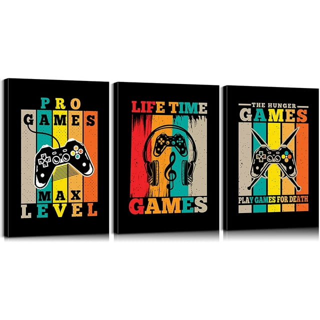 3 Pieces Gaming Wall Art Video Game Wall Art Gamer Gifts for Men