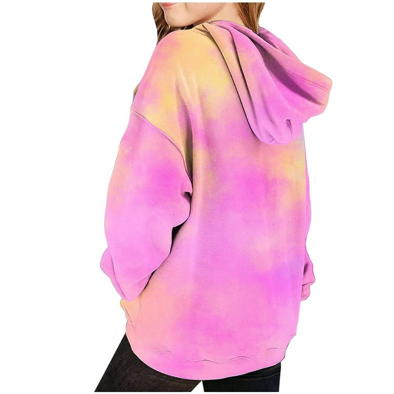 Sookity Girls Tie Dye Sweatshirts Loose Casual Hoodies Oversized