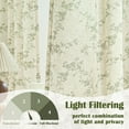 thumbnail image 3 of Linen Farmhouse Curtains Green Floral Curtains 63 Inch Length Back Tab Drapes for Living Room Bedroom Light Filtering Country Vintage Rod Pocket Curtain, 2 Panels, Green on Beige, 3 of 10