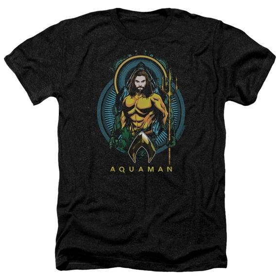 Aquaman Movie - Aqua Nouveau - Heather Short Sleeve Shirt - Small