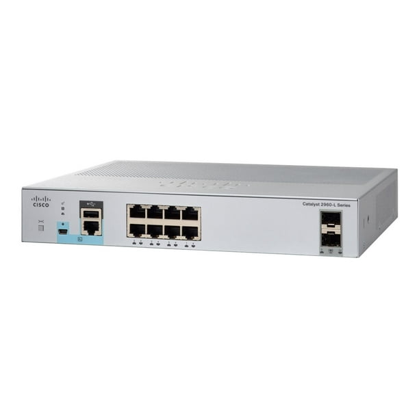 Cisco Catalyst 2960L-8TS-LL - Commutateur - Géré - 8 x 10/100/1000 + 2 x Gigabit SFP (Liaison Montante) - Bureau, Montage en Rack