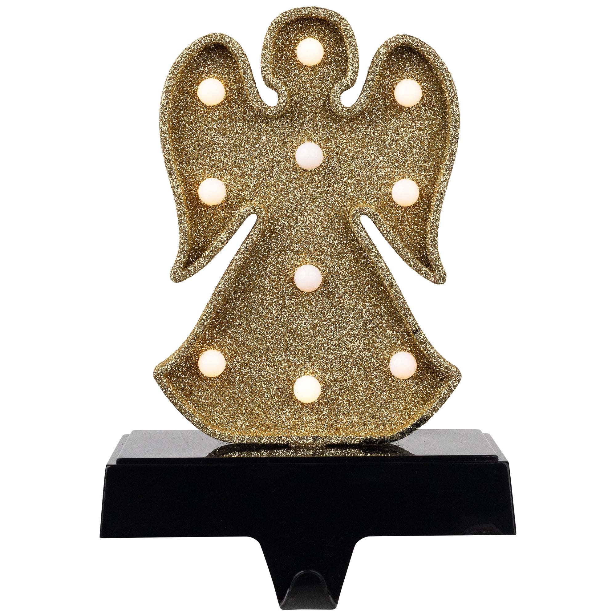 Northlight LED Lighted Glittered Angel Christmas Stocking Holder - 6.5" - Gold