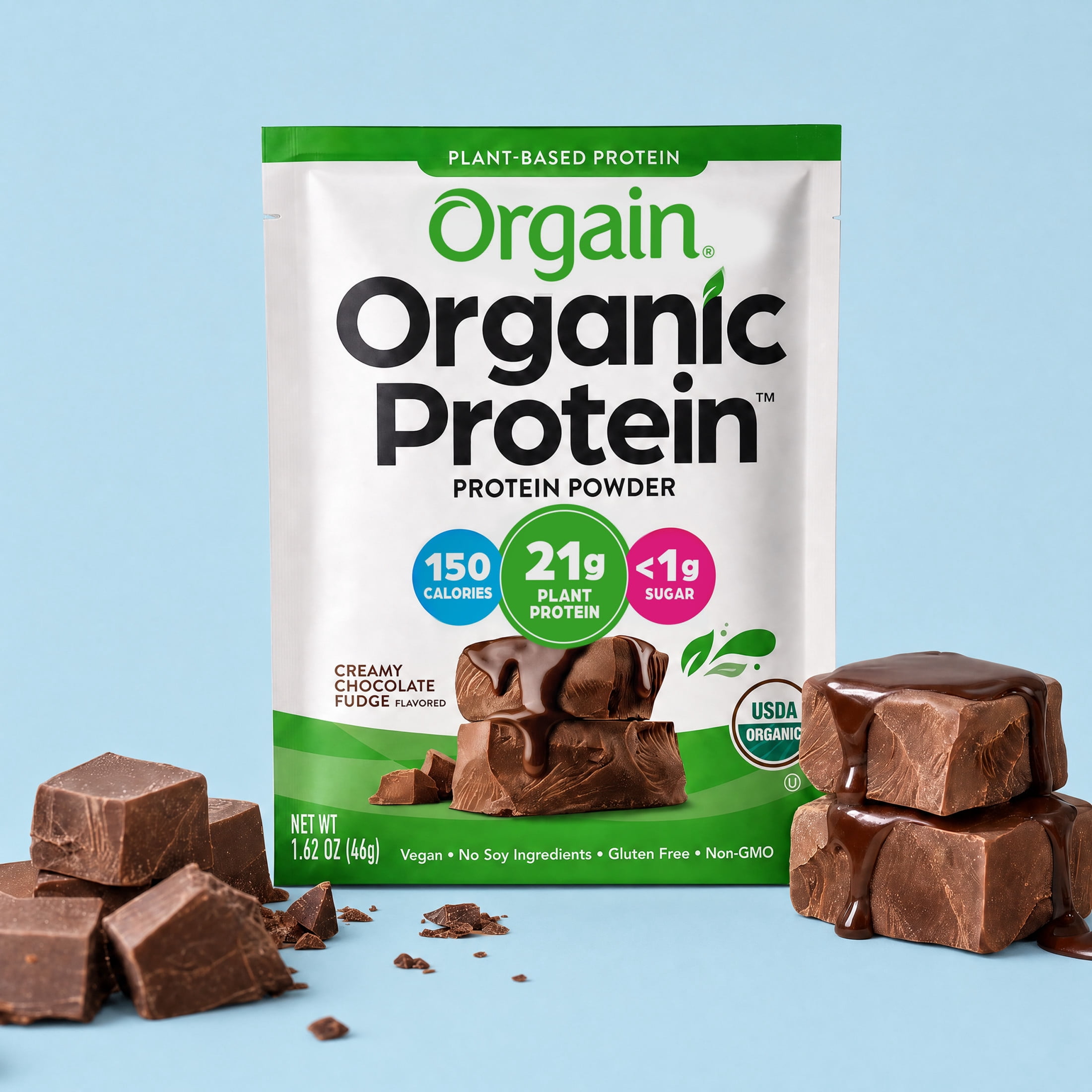 Orgain Organic Vegan 21g Protein Powder Packets, Travel Size - Chocolate, 1ct