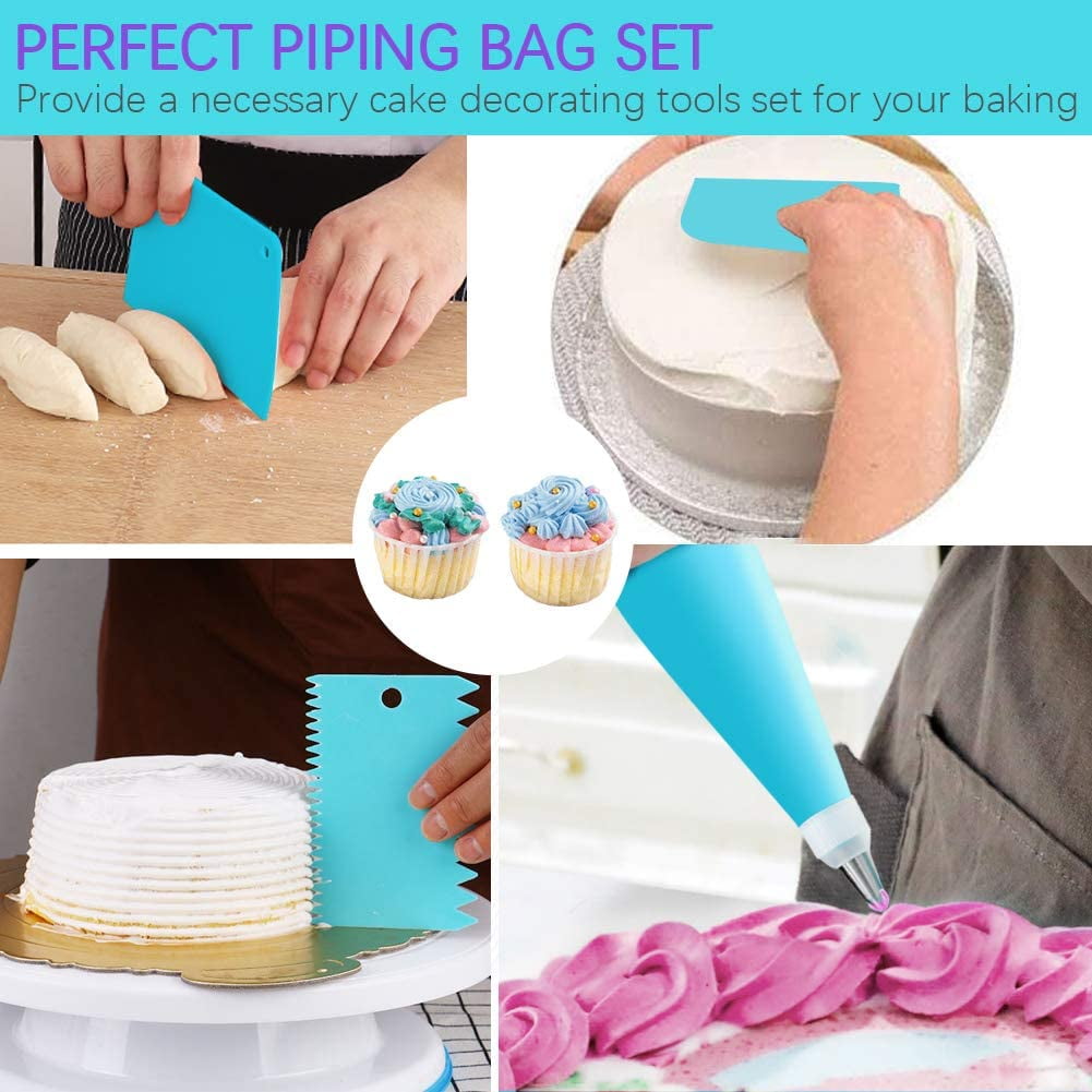 Heldig 21pcs Piping Bags and Tips set,Reusable Silicone Pastry Bag with  Stainless Steel Nozzle Icing Tips Set, Icing Smoother & Couplers &Sealing  clip