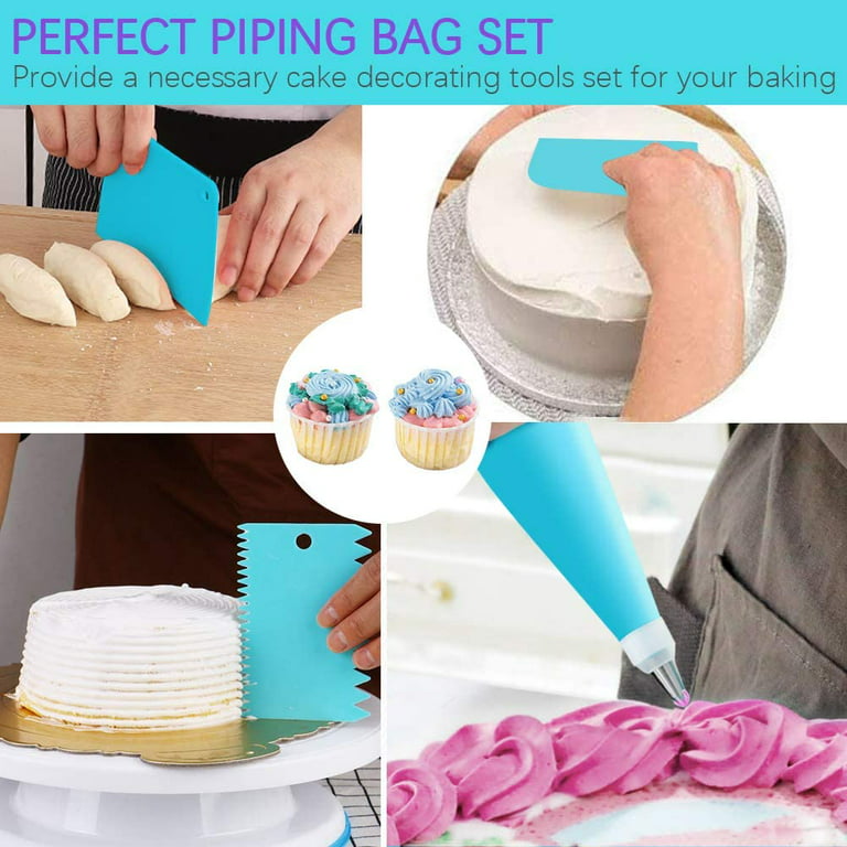 Riccle Reusable Piping Bag and Tips Set - Strong Silicone Icing Bag and  Tips - Ideal Icing Piping Kit of 2 Reusable Pastry Bag,2 Coupler, 10 Icing  and