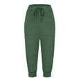 thumbnail image 4 of Fulijie Capri Pants for Women Summer Casual Capris High Waisted Pant Hiking Jogger Pants with Pocket Bottom Capri Pants, Green Casual Pants for Women, Polyester,Spandex Plus Size Pants for Women, 4 of 7