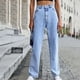 thumbnail image 2 of Pantalones largos de bolsillo recto de talle alto de moda de jeans de mujer Fridja alkflakhf37810, 2 of 9
