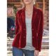 thumbnail image 2 of Chaqueta de Terciopelo para Mujer, Informal, con Solapa Abotonada, Larga, Cárdigan, Traje de Negocios, Abrigo con Bolsillos. Rojo XL, 2 of 3