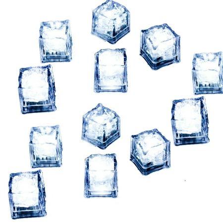 

12 Pack Multi Color Flashing Glow in The Dark LED Light Up Ice Cube for Bar Club Drinking Party Wine Wedding Decoration White
