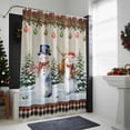 thumbnail image 4 of Christmas Cute Snowman Bathroom Shower Curtain Elk Snowflakes Winter Tree Plaid Waterproof Washable Shower Curtains for Bathtub Bath Decor with Grommets and Hook 72 X 84 Inch, 4 of 8