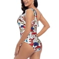 thumbnail image 4 of Rateoe Colorful Mushrooms (2) Pattern Women One Piece Swimsuits Tummy Control One Shoulder Bathing Suits Ruffle Swimwear-X-Large, 4 of 6