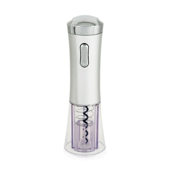 True Lux Electric Wine Opener, Rechargeable Corkscrew with Charger, Silver