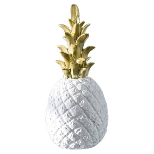 Inteprter Hucha de piña de resina con forma de fruta bonita, maceta de ahorro dorada, decoración de , caja de dinero, sala de estar, regalos de Decoración del hogar Blanco grande