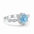 thumbnail image 5 of Floral Art Engagement Ring Round Aquamarine CZ 925 Sterling Silver size 8, 5 of 5