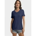 thumbnail image 7 of Women's V-Neck Short Sleeve T-Shirt - Slim Fit Stretchy Bodycon Top - Casual & Active Wear Basic Tee, 7 of 7