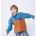 thumbnail image 5 of Kids Fleece Sweatshirt Soft Warm Color Block Half-Button Top Stand Collar for Boys&Girls Cozy Winter Layering Piece,Sky Blue,100, 5 of 8