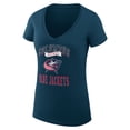thumbnail image 2 of Women's G-III 4Her by Carl Banks Navy Columbus Blue Jackets Super-Slim Fit Lightweight Team Logo Graphic V-Neck T-Shirt, 2 of 3