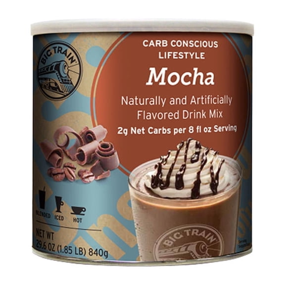 Big Train Mocha Carb Conscious Blended Ice Coffee Mix Can cs 2/1.85 lb