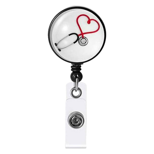 Nurse Badge Buckle Love Stethoscope Easy-To-Pull Buckle Retractable Badge Easy-To-Pull Certificate Buckle