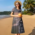 thumbnail image 4 of Balery Black Dragon Cliff Dawn Vestidos sueltos de manga corta para mujer, vestidos de verano 2025, vestidos casuales de corte A con vuelo., 4 of 6