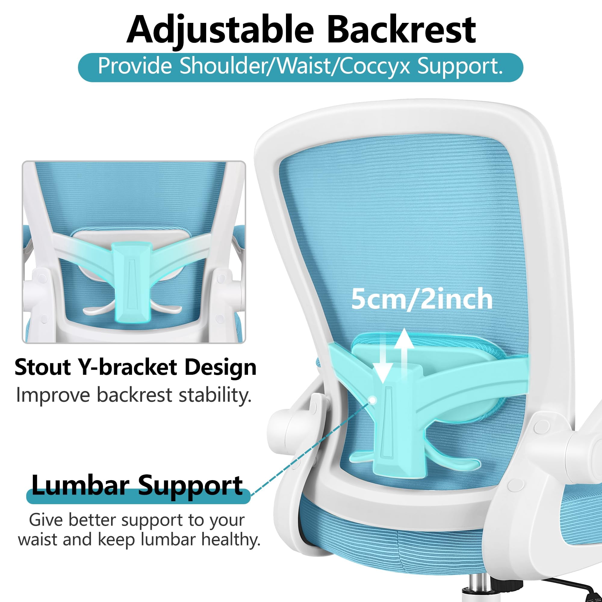 Office Chair, Ergonomic Desk Chair Breathable Mesh Chairs Adjustable High Back Lumbar Support Flip-up Armrests, Executive Rolling Swivel Comfy Computer Chairs Home Office Black