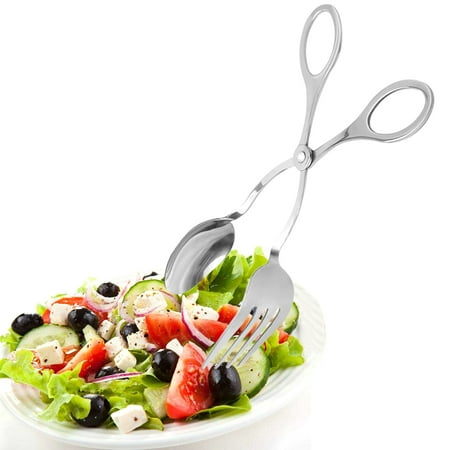 Salad Tongs Silver Outgeek Kitchen Tongs Stainless Steel Cooking Tongs Serving Tongs Utensil for BBQ Grill Salads for Kitchen Home ()