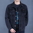 thumbnail image 2 of Chaqueta vaquera de otoño con botones para hombre, chaqueta vaquera gris para hombre, de tela negra, de Corea, venta al por mayor, a bordo, de marca Rock, 2 of 5