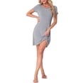 thumbnail image 2 of INSPIRE CHIC Women's Sleepshirt Short Sleeve Ruffle Nightgown Sleep Dress Loungewear Nightshirts S Light Gray, 2 of 6