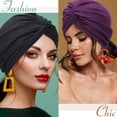 thumbnail image 2 of Minzimin 4 Pieces Turbans for Women Soft Pre Tied Knot Fashion Pleated Cancer Turban Cap Chemo Headwrap Sleep Hat, 4 Colors, 2 of 6