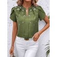 thumbnail image 5 of Womens Summer V Neck Short Sleeve Tops Dressy Elegant Casual Shirts Green M, 5 of 7
