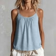thumbnail image 6 of Uootdi Women's Tops Round Neck Sleeveless Ruched Detail Casual Blouses Summer Vacation Style Lightweight Breathable Loose Fit Shirts Gift, 6 of 7