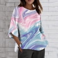 thumbnail image 2 of Women's Fashion Spring And Summer Printed Split Sleeve Round Neck Loose Casual Top T Shirt (3) Casual Women Summer, 2 of 4