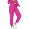 thumbnail image 5 of Wutalume Women's 2-Piece Solid Color Casual Set, Round Neck Long Sleeve Top and Sweatpants with Pockets, Everyday Loungewear,Hot Pink 2XL, 5 of 5