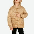 thumbnail image 2 of Kids Winter Jackets No Hood Thick Quilted Puffer Coat with Pockets for Boys Girls 3-15 Years Warm Outerwear (7-8 Years, Khaki), 2 of 7