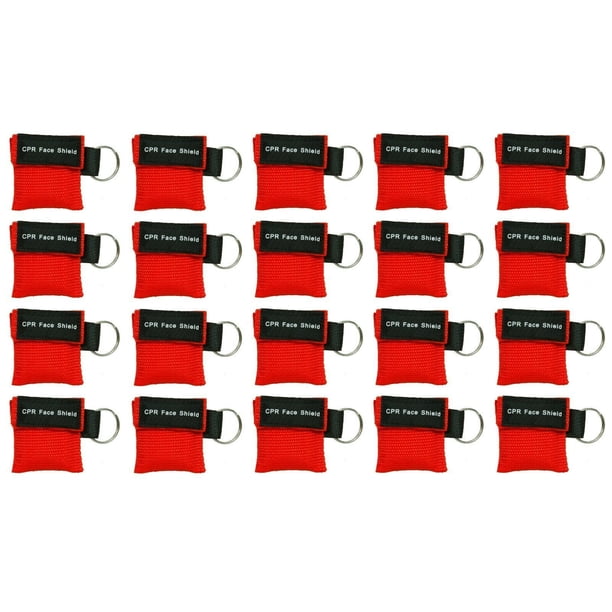 Lot De 100 Masques De Poche Pour CPR/RCR - Avec Valve Unidirectionnelle Et Porte-clés - 5 Couleurs