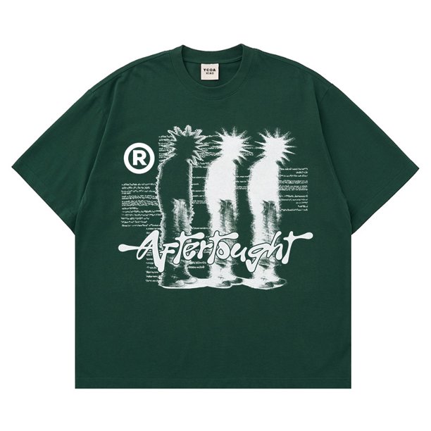 Camiseta de algodón de gran tamaño para hombre, ropa de calle con estampado gráfico Shadow Y2k, Top de manga corta, Hip Hop, Harajuku, ropa estética VintageVerde