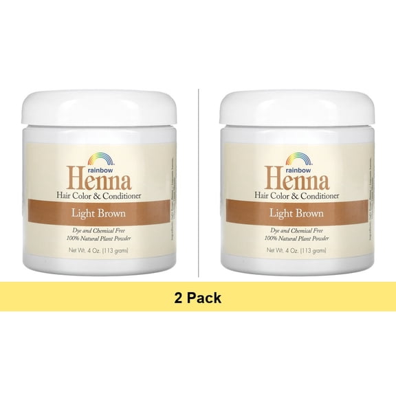 Rainbow Research Henna Hair Color and Conditioner Light Brown 4 oz 113 g - 2 Pack