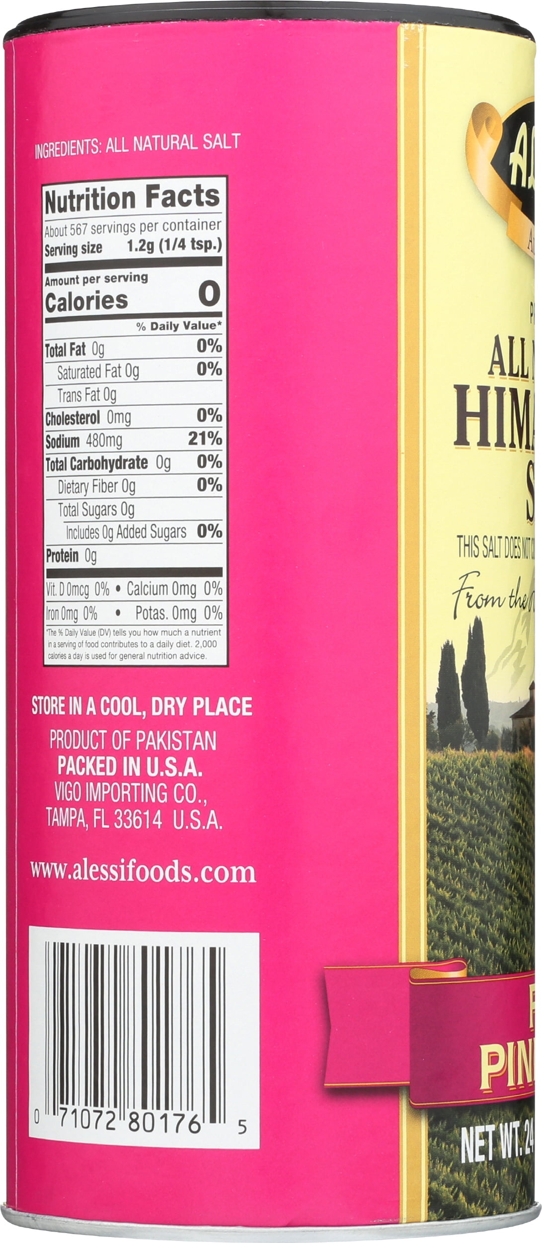 Pack of 6, Alessi Premium All Natural Himalayan Fine Pink Salt, 24 oz