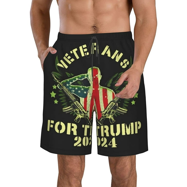 Men s Veterans for Trump 2024 Shorts Man s Quick Dry Beach Trunks with Pockets Beach Shorts Swim Trunks Beachwear S 3XL Walmart