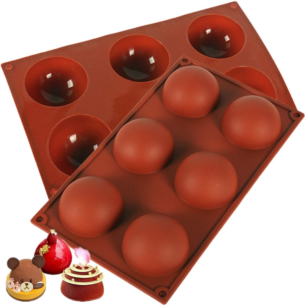 6 Cavities Large Half Sphere Hemisphere Dome Jelly Chocolate Silicone Mold Tray
