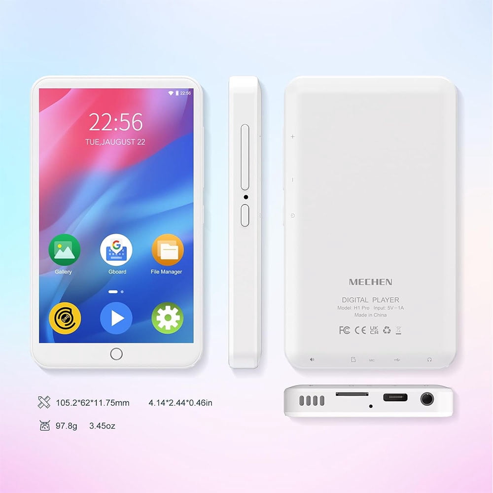 MECHEN H1 Pro MP3 Player with Bluetooth and Wifi, 4" Full Touch Screen Music Player with Spotify, Deezer, Audible, Browser, Up to 512GB