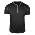 thumbnail image 4 of Dresfit Henley Shirts Mens Short Sleeve Button Down Business Tees Solid Loose Relaxed Fit Tennis T Shirts Basic Big and Tall Tops Black 2XL, 4 of 5