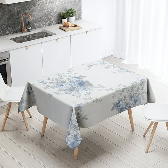 Floral Leaf Tablecloth Home Decor Stain Resistant Waterproof Table Decoration Rectangular Kitchen Fireplace Countertop