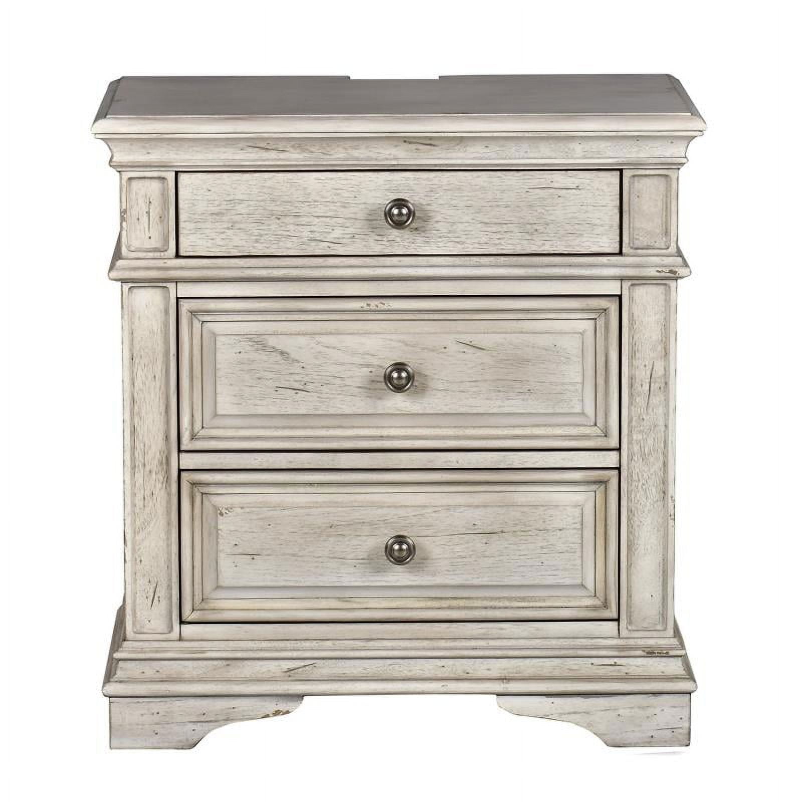 Steve Silver Highland Park Wood 3-drawer Nightstand, Rustic Ivory