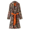 thumbnail image 5 of Treel Men's Coral Fleece Camo Wraparound Belted Lounge Robe, L, Orange, 5 of 8