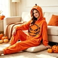 thumbnail image 5 of Ruyelune Red Halloween Pumpkin Onesie Pajamas 3D Animal Hooded Jumpsuit, Flannel Fabric, Zipper Closure, Hip Zipper, Soft and Cozy, Machine Washable L, 5 of 6