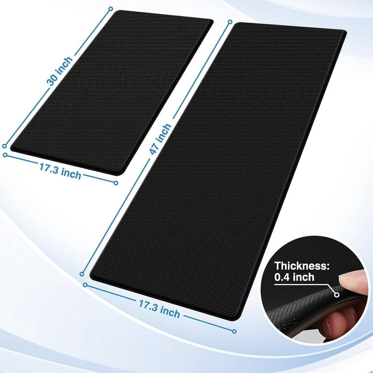 Galmaxs7 Kitchen Mats Anti Fatigue Black Kitchen Rug and Mats Cushioned 1/2  Inch Thick Non Skid Waterproof Comfort Kitchen Mats for Floor Standing Desk  Mat for Home Office Sink 17.3x28